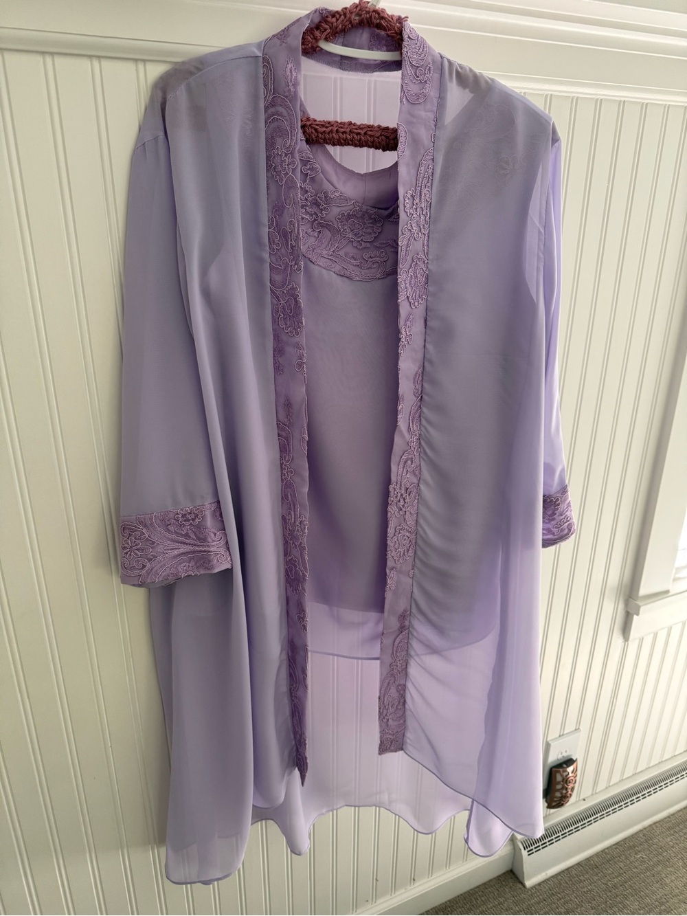 Elegant Lavendar Three-Piece Chiffon Pantsuit